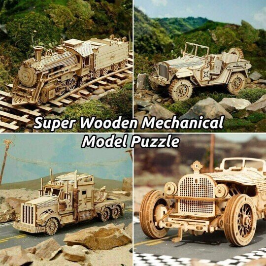 Super mechanická sada puzzle drevených modelov