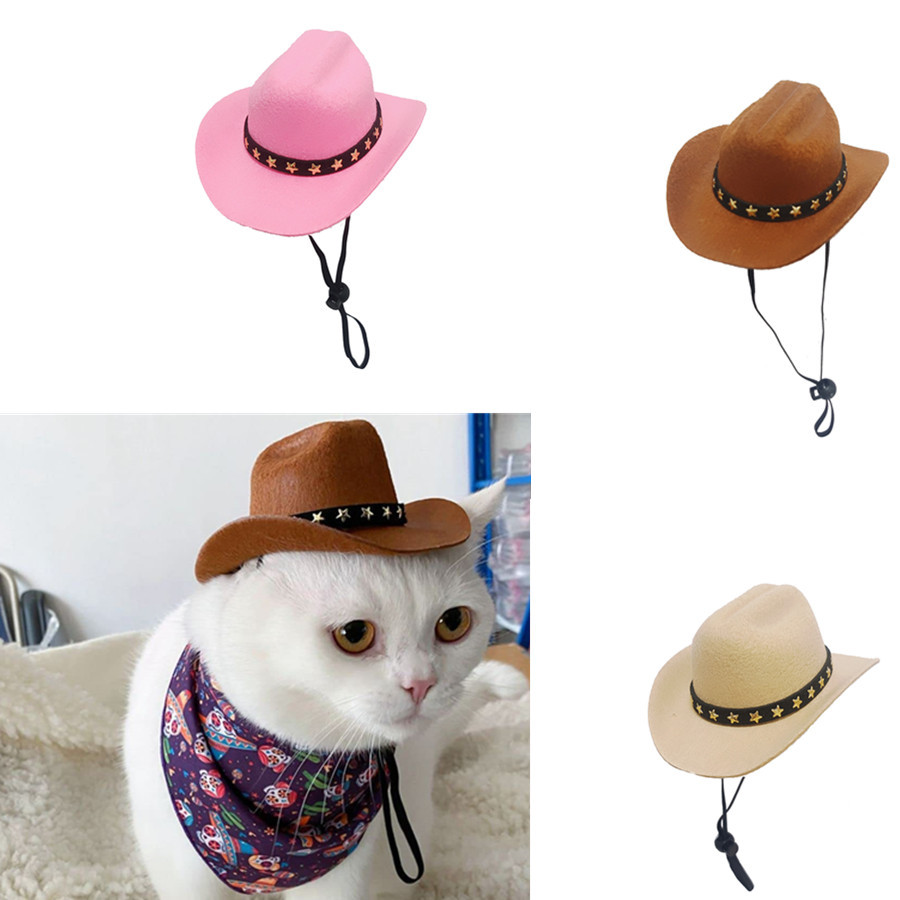 🐱🐕🎩【2pcs RON139】Pets elegant Cat Cowboy Hat Star pălării pentru pisici câini 