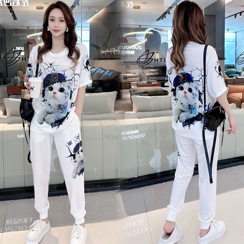 Cat Sweatshirt pantaloni Casual două piese Set