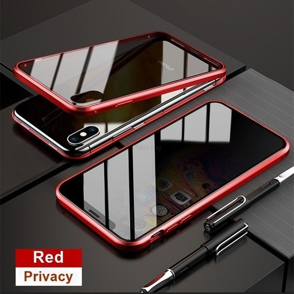 【Cumpără 1 primești 1 gratis】Husă metalică de confidențialitate din sticlă securizată magnetică anti-spion pentru iPhone