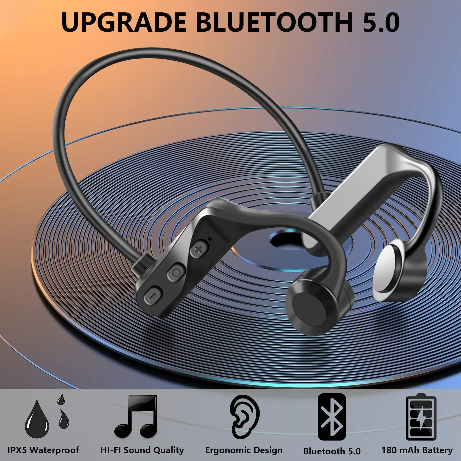 Bezdrátová sportovní běžecká sluchátka Bluetooth s kostním vedením