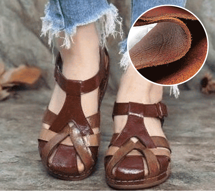 Sandale de dama decupate din piele supla cu talpa moale